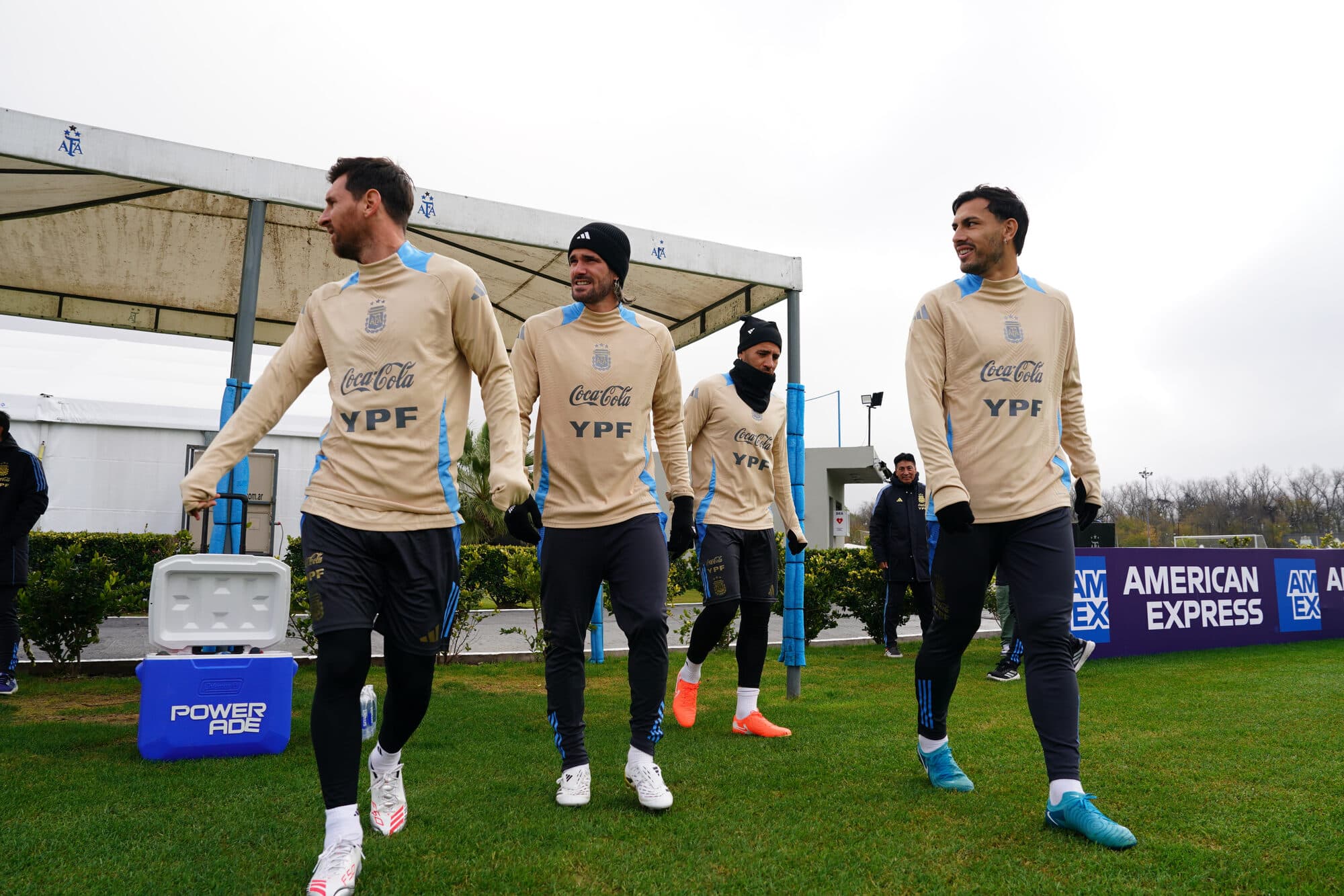 Argentina squad walking out to train